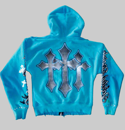 Blue cropped hoodie