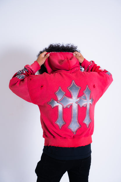Red cropped hoodie