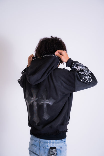 Black cropped hoodie