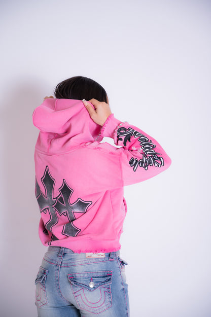 Pink cropped hoodie
