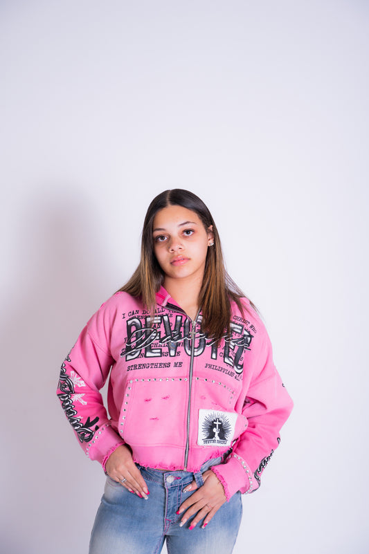 Pink cropped hoodie